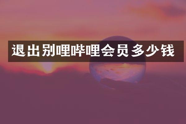 退出别哩哔哩会员多少钱