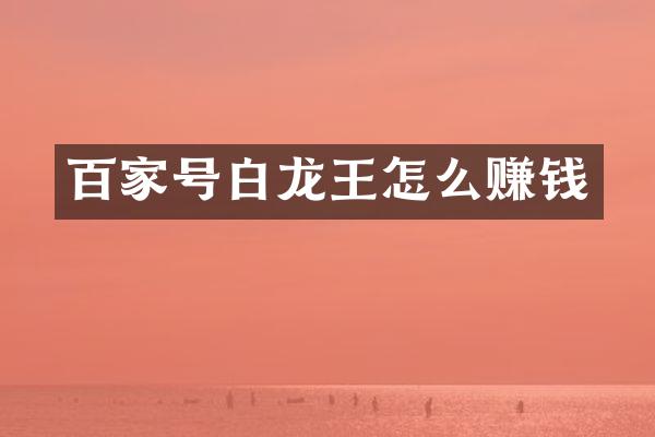 百家号白龙王怎么赚钱