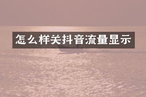 怎么样关抖音流量显示