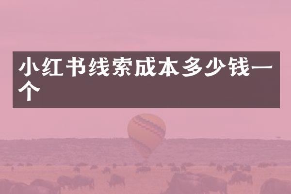 小红书线索成本多少钱一个
