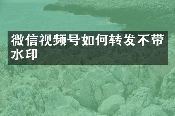 微信视频号如何转发不带水印