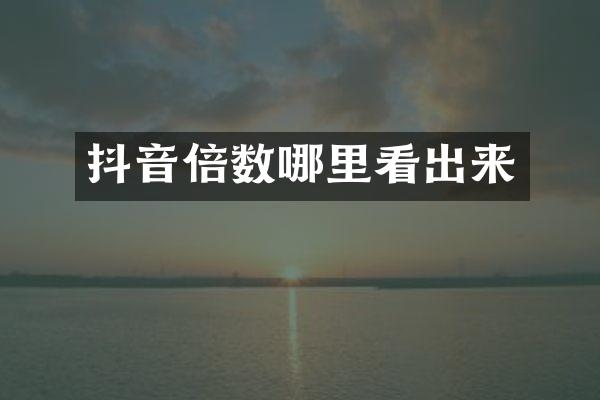 抖音倍数哪里看出来