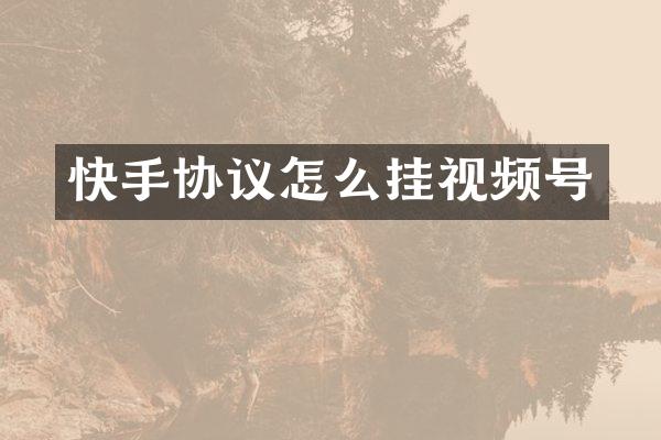 快手协议怎么挂视频号