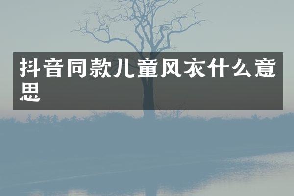抖音同款儿童风衣什么意思