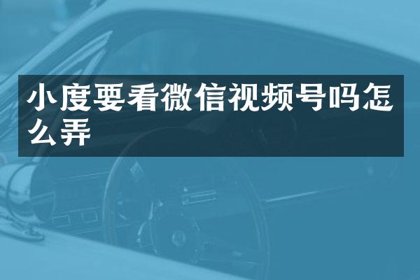 小度要看微信视频号吗怎么弄