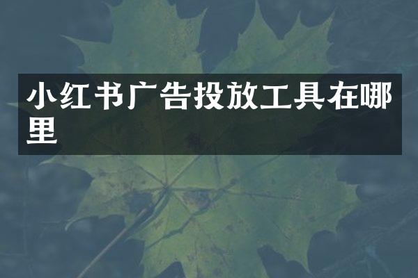 小红书广告投放工具在哪里