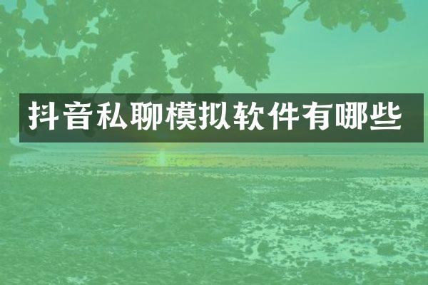 抖音私聊模拟软件有哪些