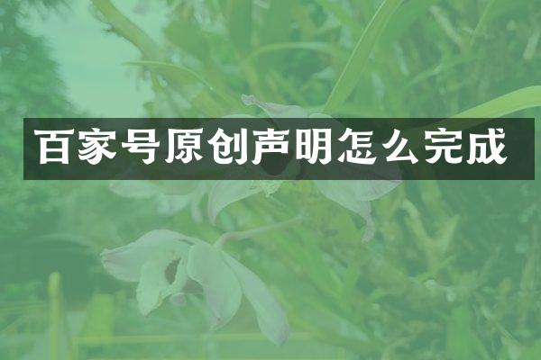 百家号原创声明怎么完成