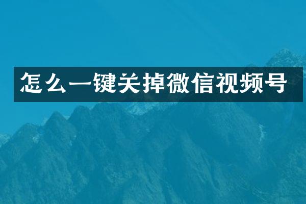 怎么一键关掉微信视频号