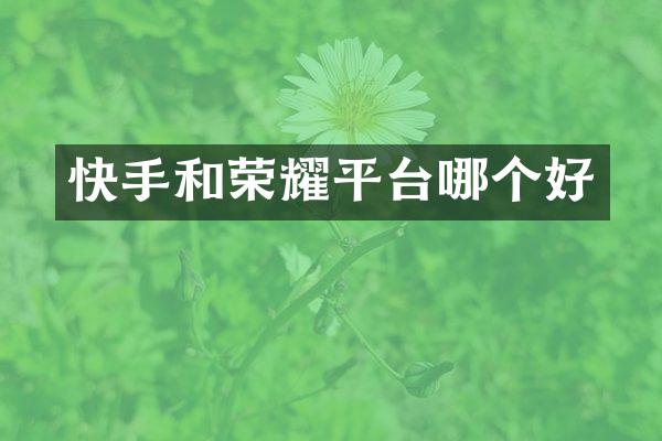 快手和荣耀平台哪个好