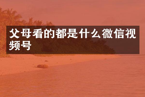 父母看的都是什么微信视频号