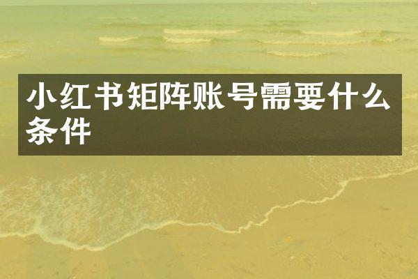 小红书矩阵账号需要什么条件