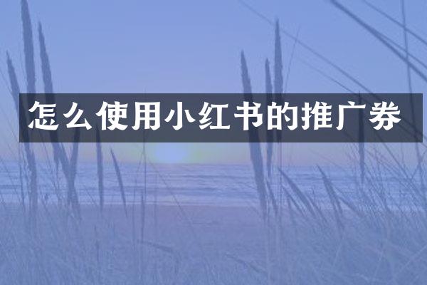 怎么使用小红书的推广券
