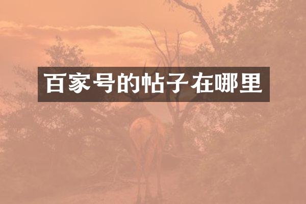 百家号的帖子在哪里