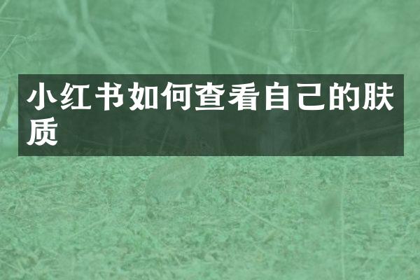 小红书如何查看自己的肤质
