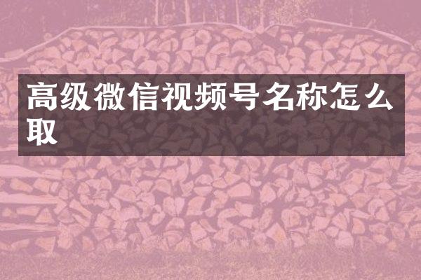 高级微信视频号名称怎么取