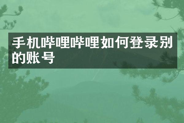 手机哔哩哔哩如何登录别的账号