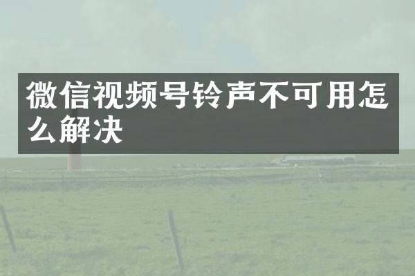 微信视频号铃声不可用怎么解决