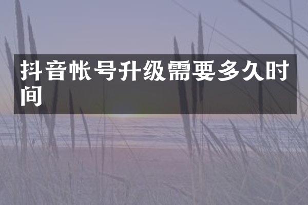 抖音帐号升级需要多久时间