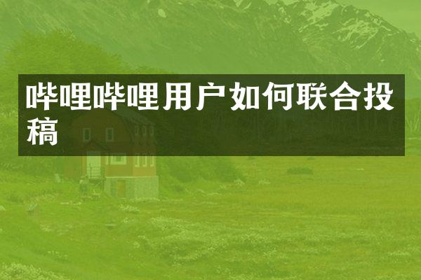 哔哩哔哩用户如何联合投稿