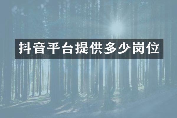 抖音平台提供多少岗位