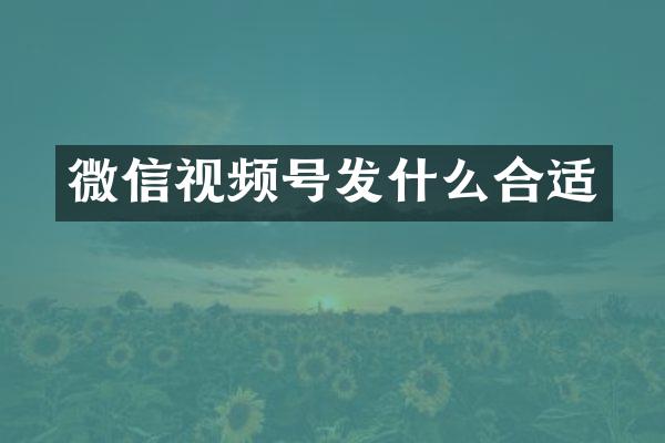 微信视频号发什么合适