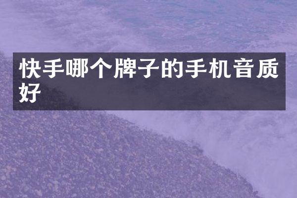 快手哪个牌子的手机音质好