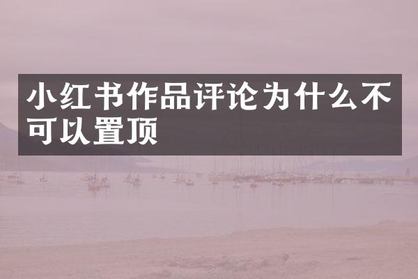 小红书作品评论为什么不可以置顶