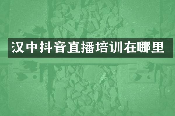 汉中抖音直播培训在哪里