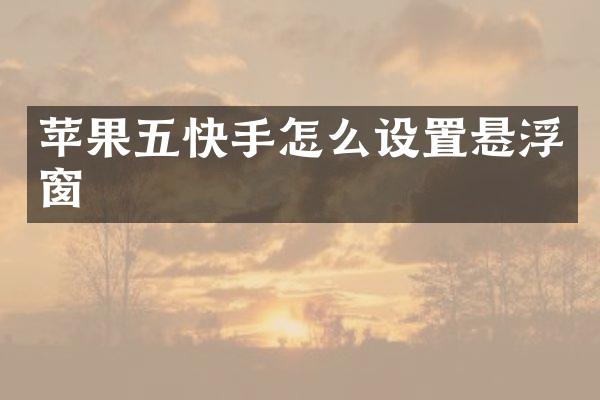 苹果五快手怎么设置悬浮窗