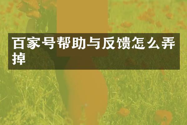 百家号帮助与反馈怎么弄掉