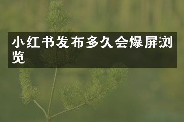 小红书发布多久会爆屏浏览