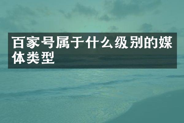 百家号属于什么级别的媒体类型