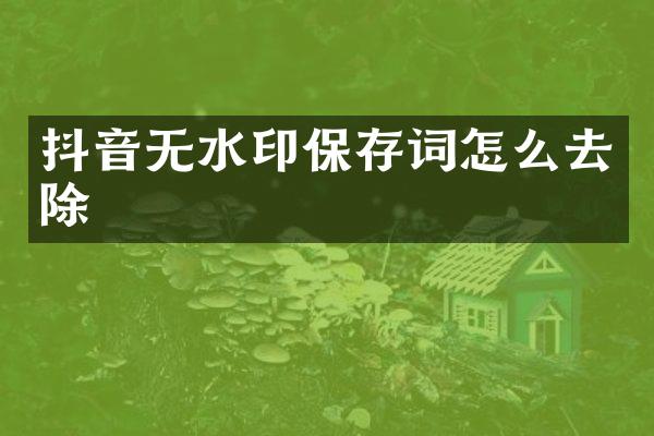 抖音无水印保存词怎么去除