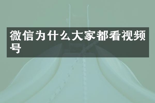 微信为什么大家都看视频号