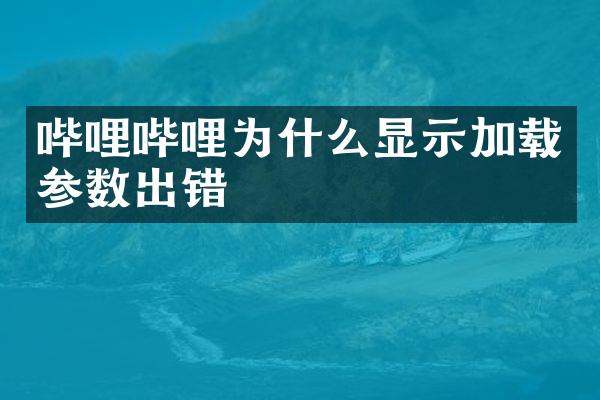 哔哩哔哩为什么显示加载参数出错