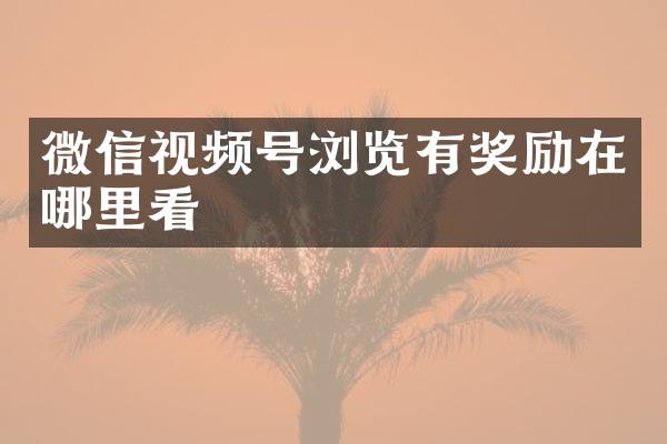 微信视频号浏览有奖励在哪里看