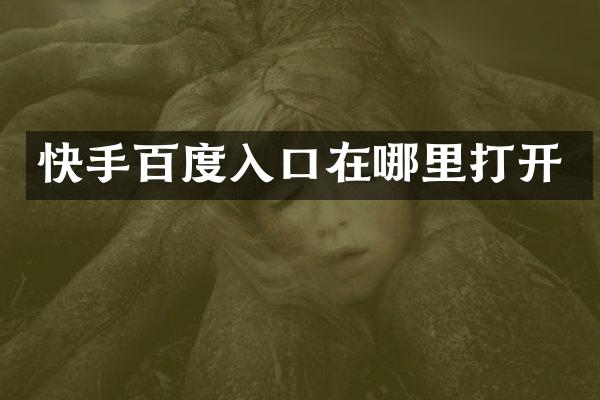 快手百度入口在哪里打开