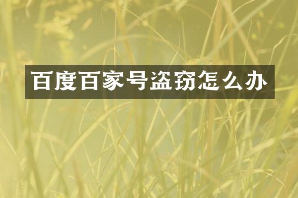 百度百家号盗窃怎么办