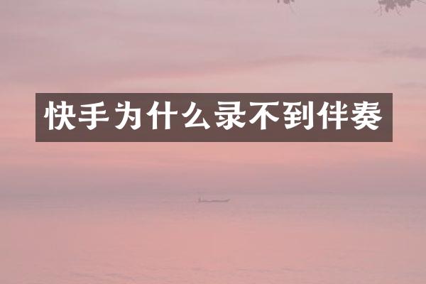 快手为什么录不到伴奏