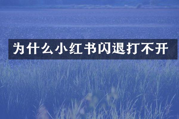 为什么小红书闪退打不开