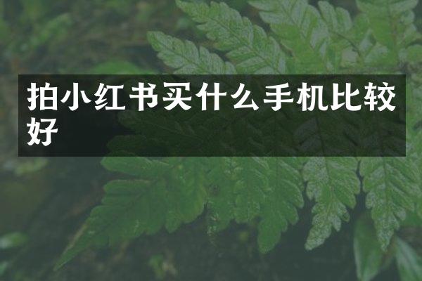 拍小红书手机比较好