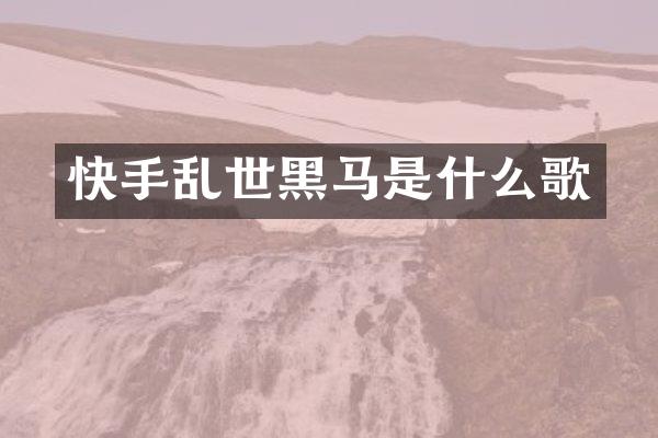 快手乱世黑马是什么歌