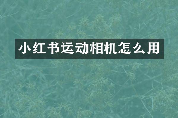 小红书运动相机怎么用