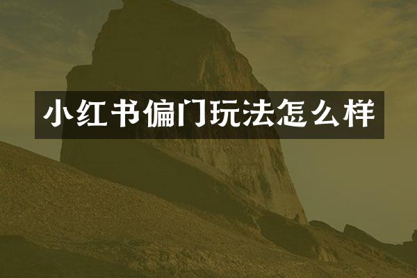 小红书偏门玩法怎么样