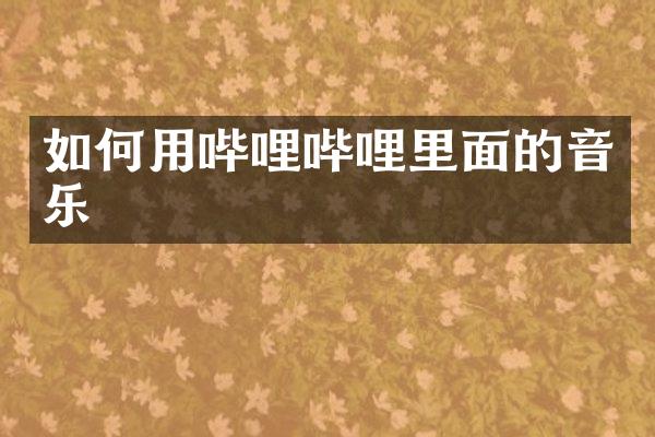 如何用哔哩哔哩里面的音乐