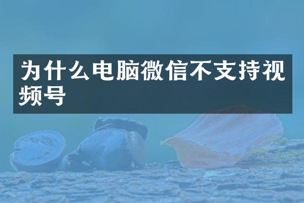 为什么电脑微信不支持视频号