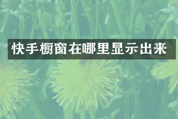 快手橱窗在哪里显示出来