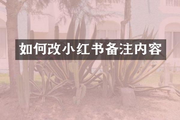 如何改小红书备注内容