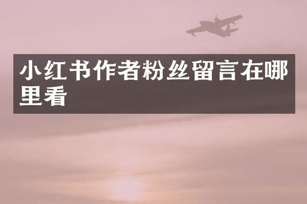 小红书作者粉丝留言在哪里看